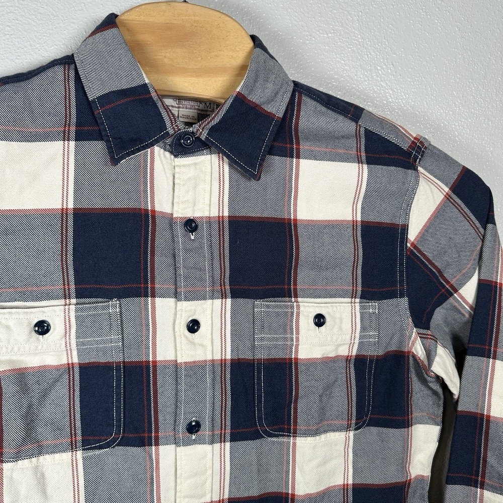 Wallace & Barnes Mens Medium Slim Fit Plaid Midweight Flannel Long Sleeve Shirt